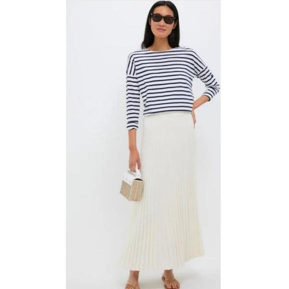 Tuckernuck Pleated Knit Maxi Skirt Size Medium Kenley White Pull On Viscose New